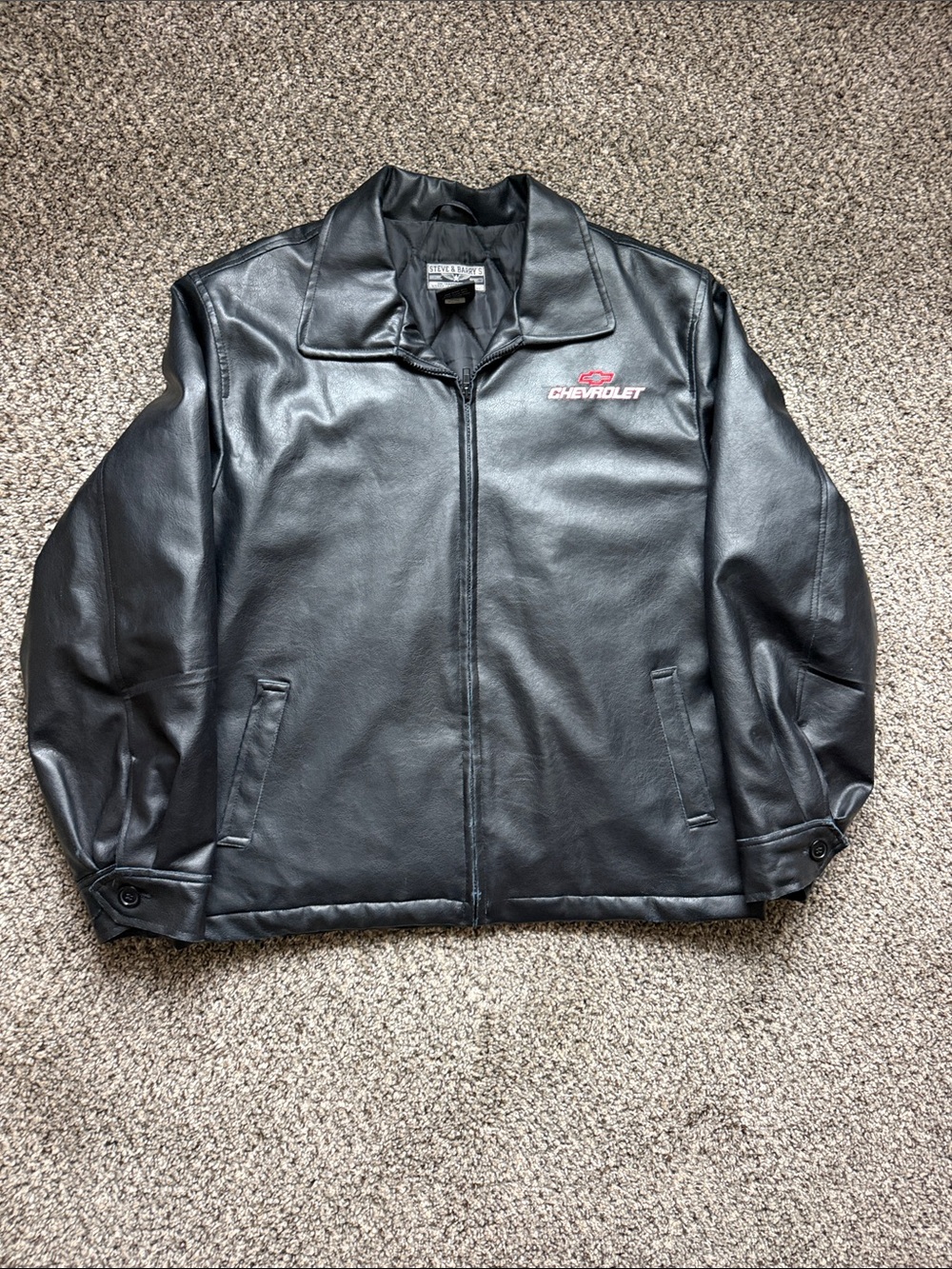 Steve & Barry's Black Leather Chevrolet Logo Jacket